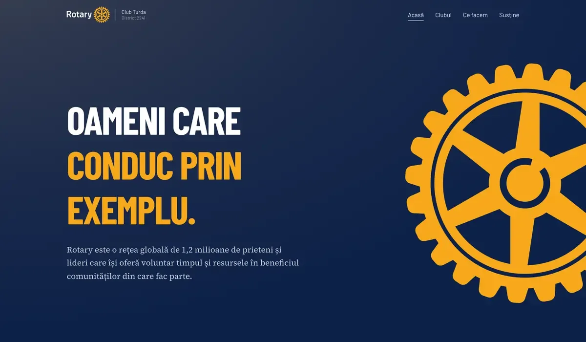 Primul ecran al site-ului nou Rotary Club Turda